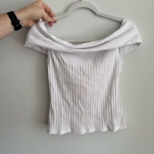 Madewell Off-Shoulder Ribbed Top in White